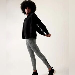 Athleta Delancey Textured Moto tight in Braiden/black fitted pants size: SP